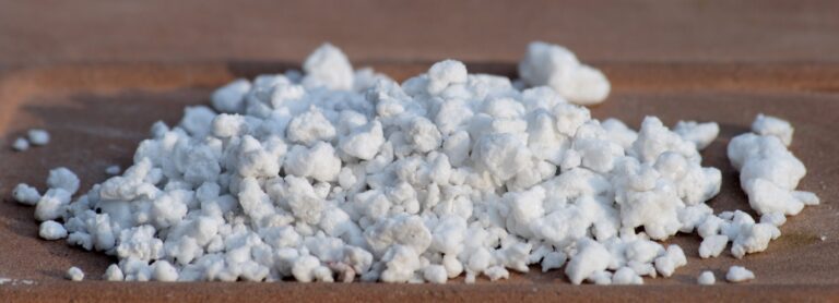 Close-up of perlite soil amendment showing expanded white volcanic particles